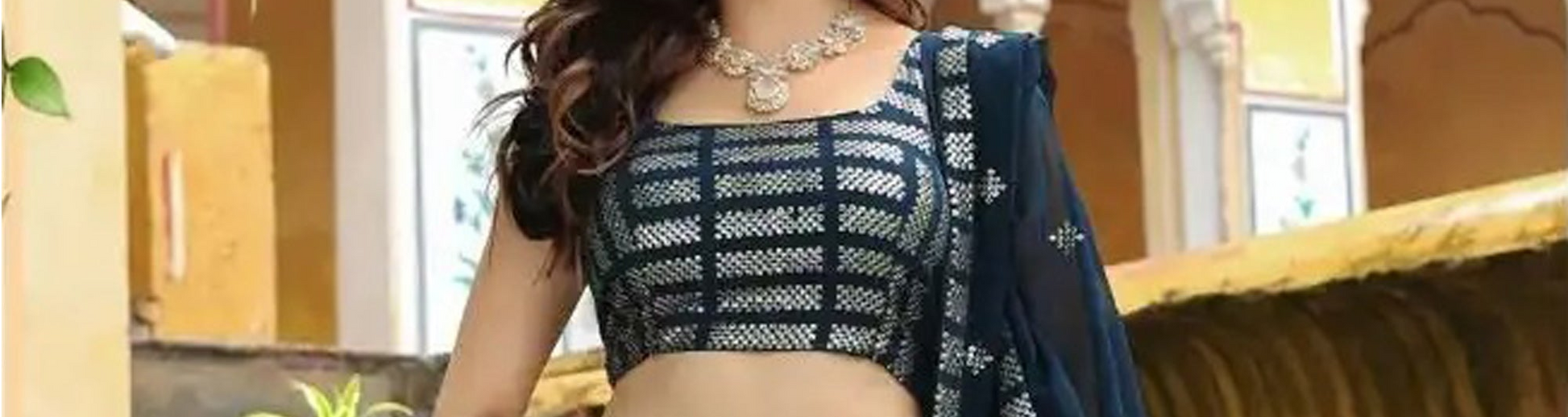Blue Lehenga Choli featuring dori embroidery work