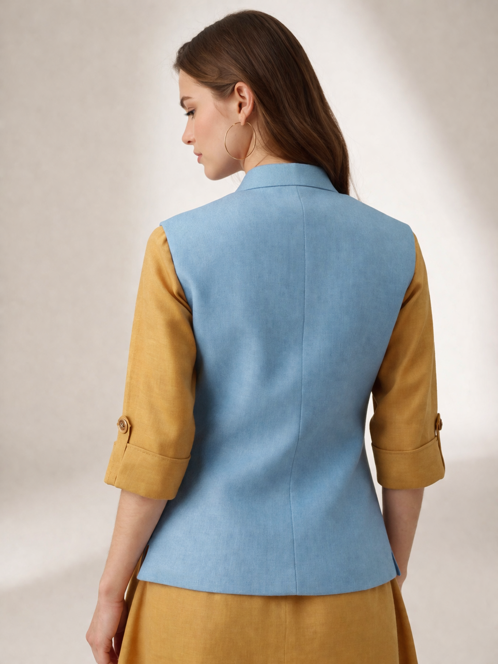 indian nehru jackets sky blue back view