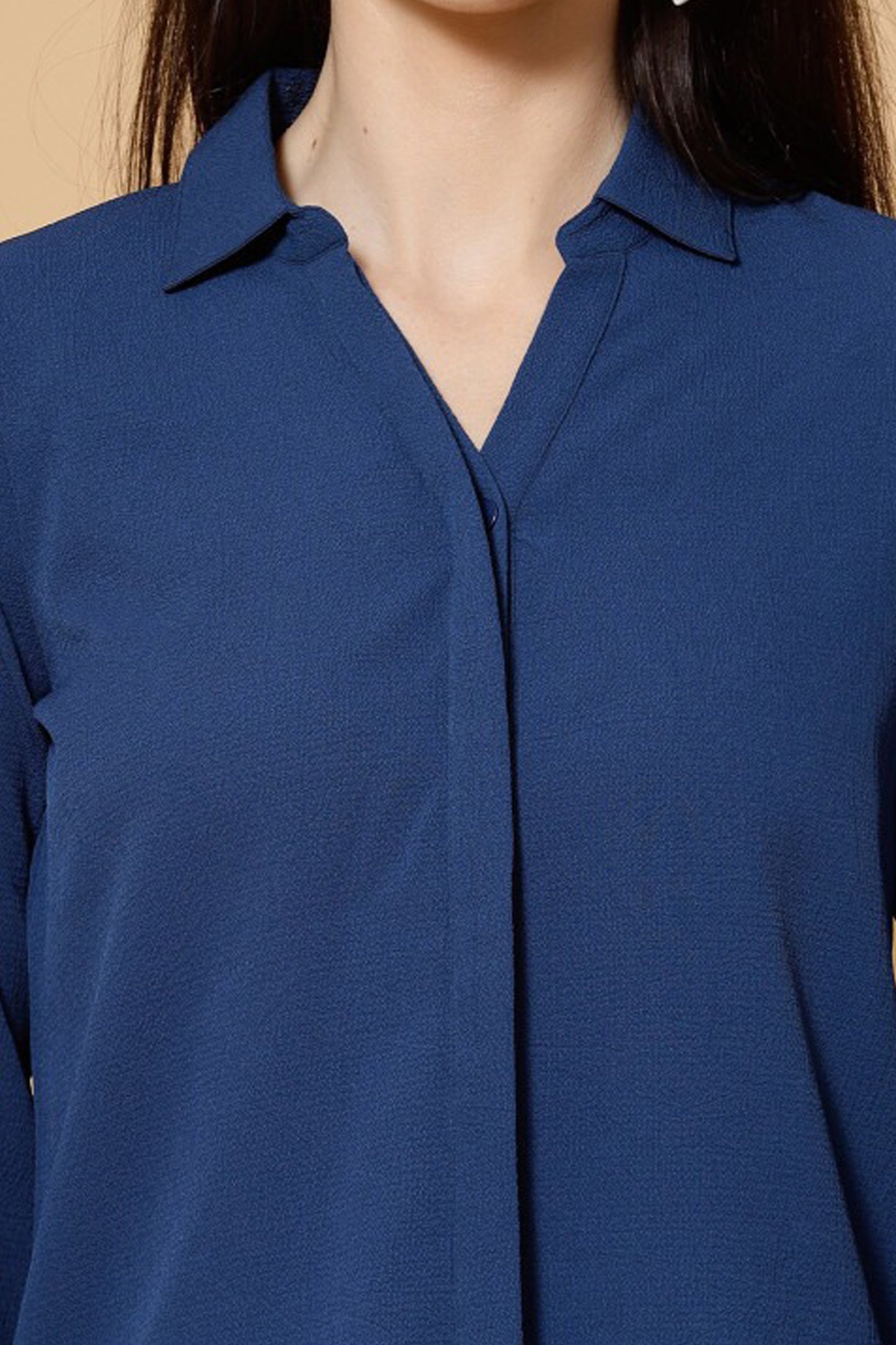 Women's shirts by Seyuri in Blue solid Polyester, styled view
