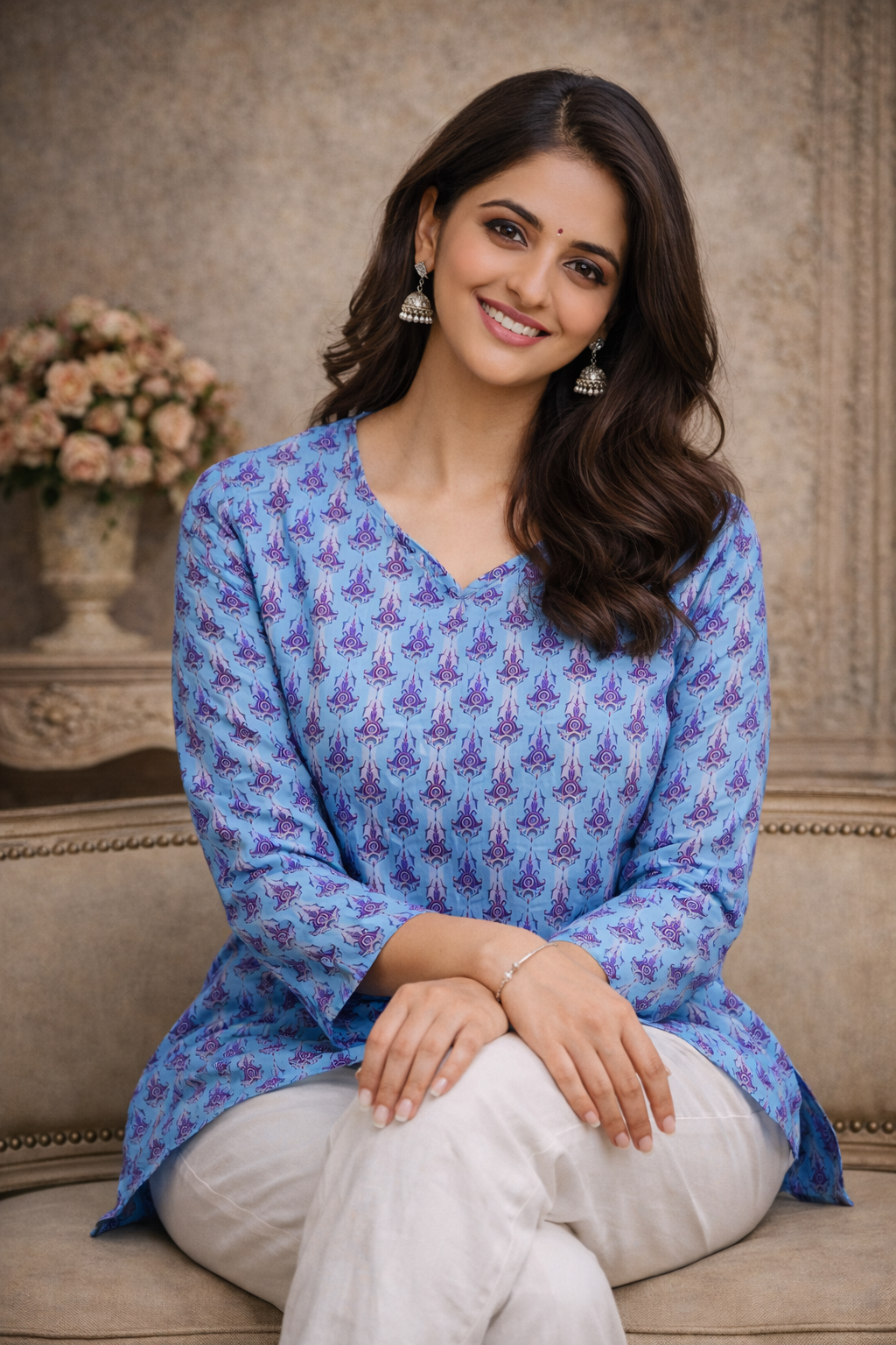 women tunic styled for office wear outfit