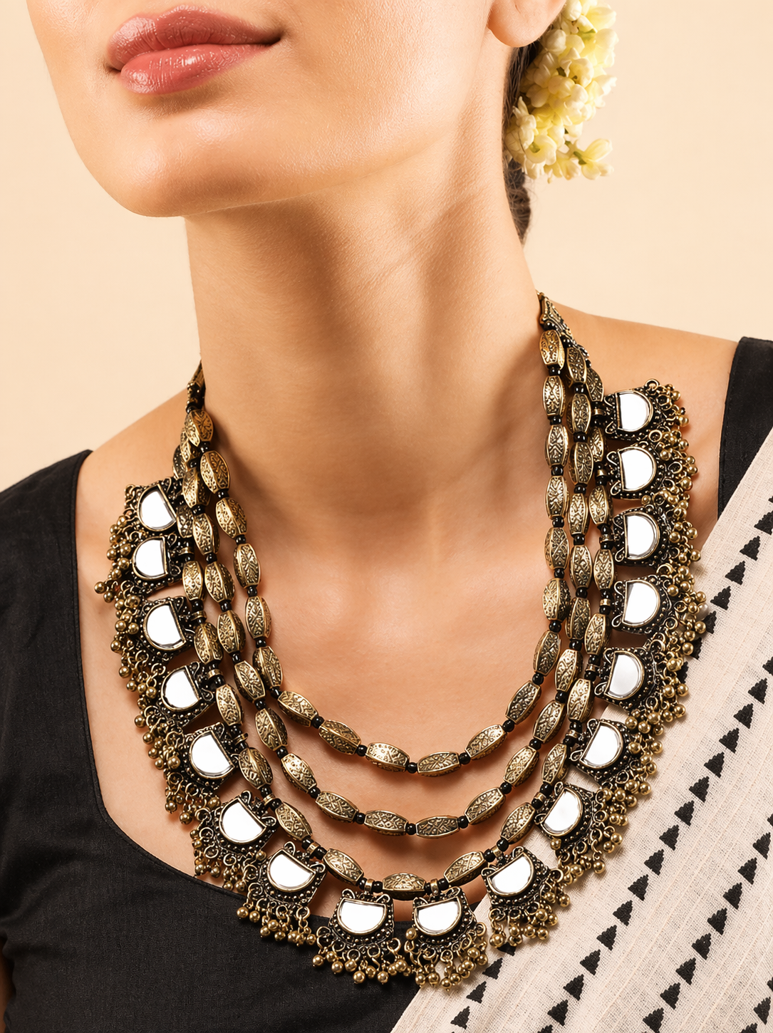 detailed craftsmanship of layered jewelry
