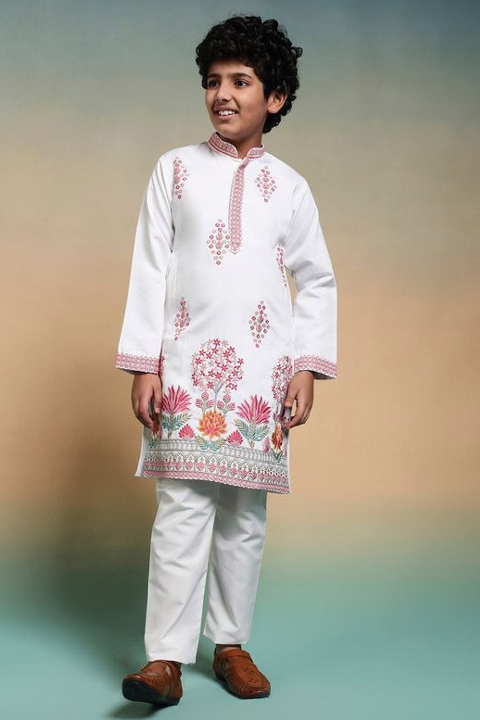 boys kurta white kurta pant front view