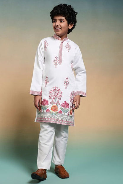 boys kurta white kurta pant front view