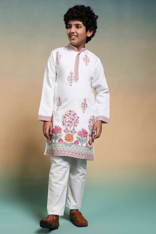 boys kurta white kurta pant front view