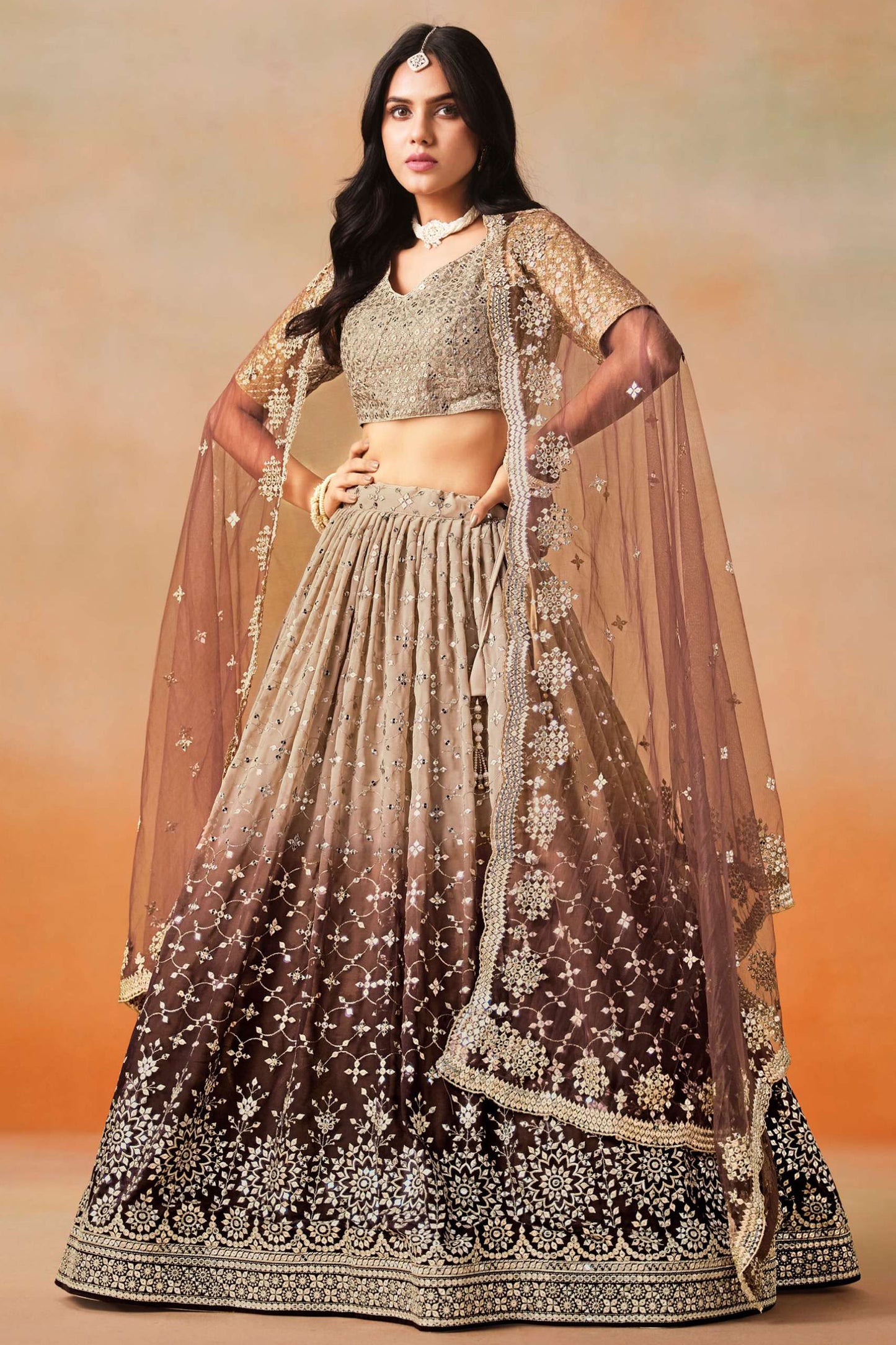 ball gown underskirt inspired flare lehenga design