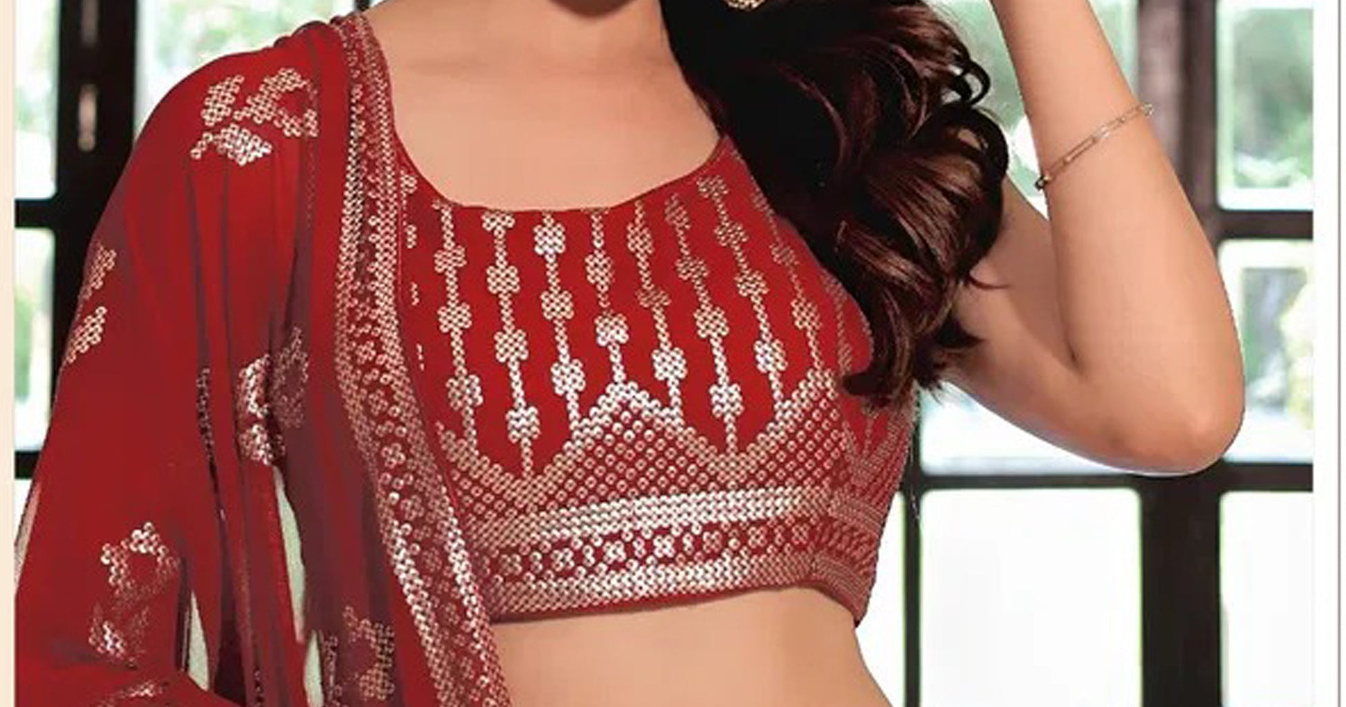 Maroon Lehenga Choli styled for Sangeet celebration