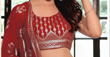 Maroon Lehenga Choli styled for Sangeet celebration