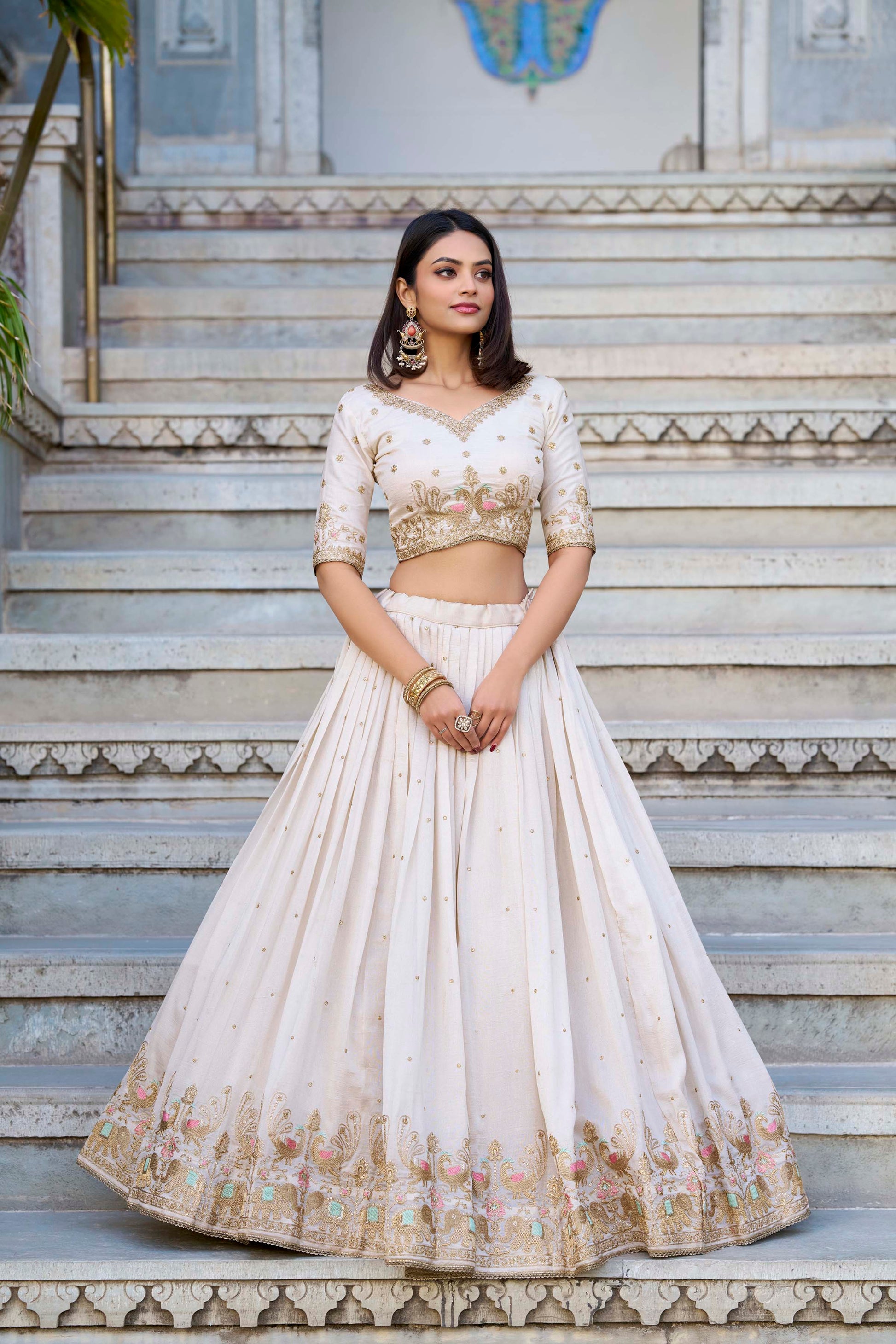 Modern bridal gown inspired lehenga choli styling