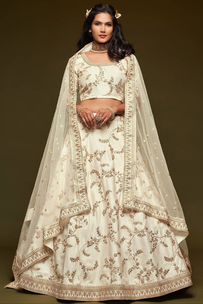 Bridal lehenga for wedding reception white embroidered full look