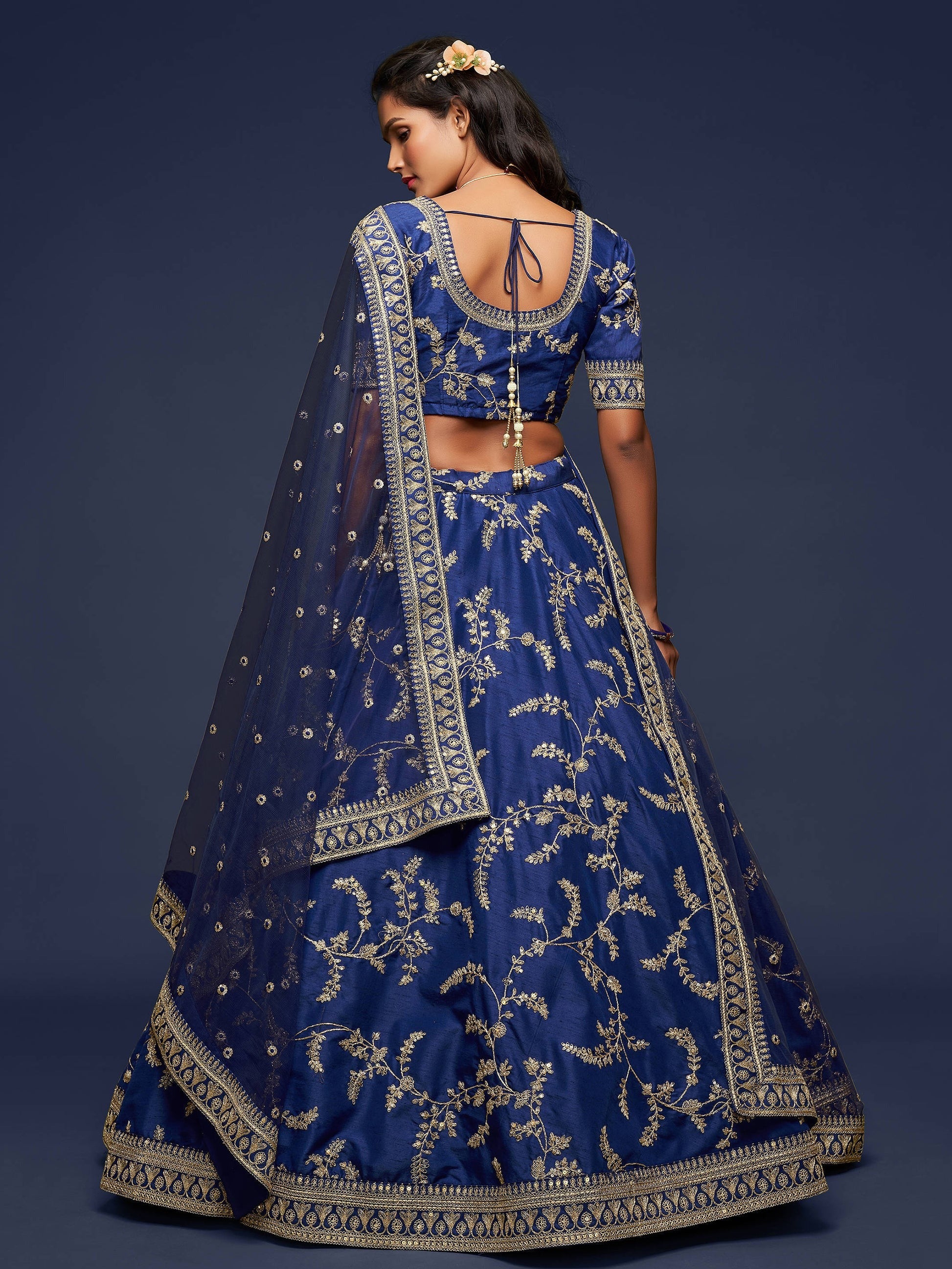 Elegant evening reception lehenga styling view