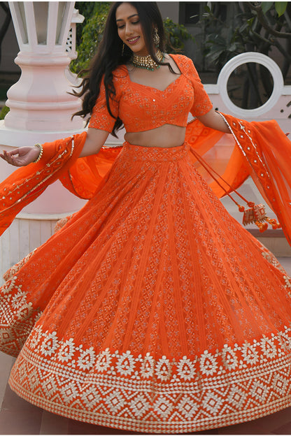Bridal Wedding Lehenga Choli with embroidered surface finish