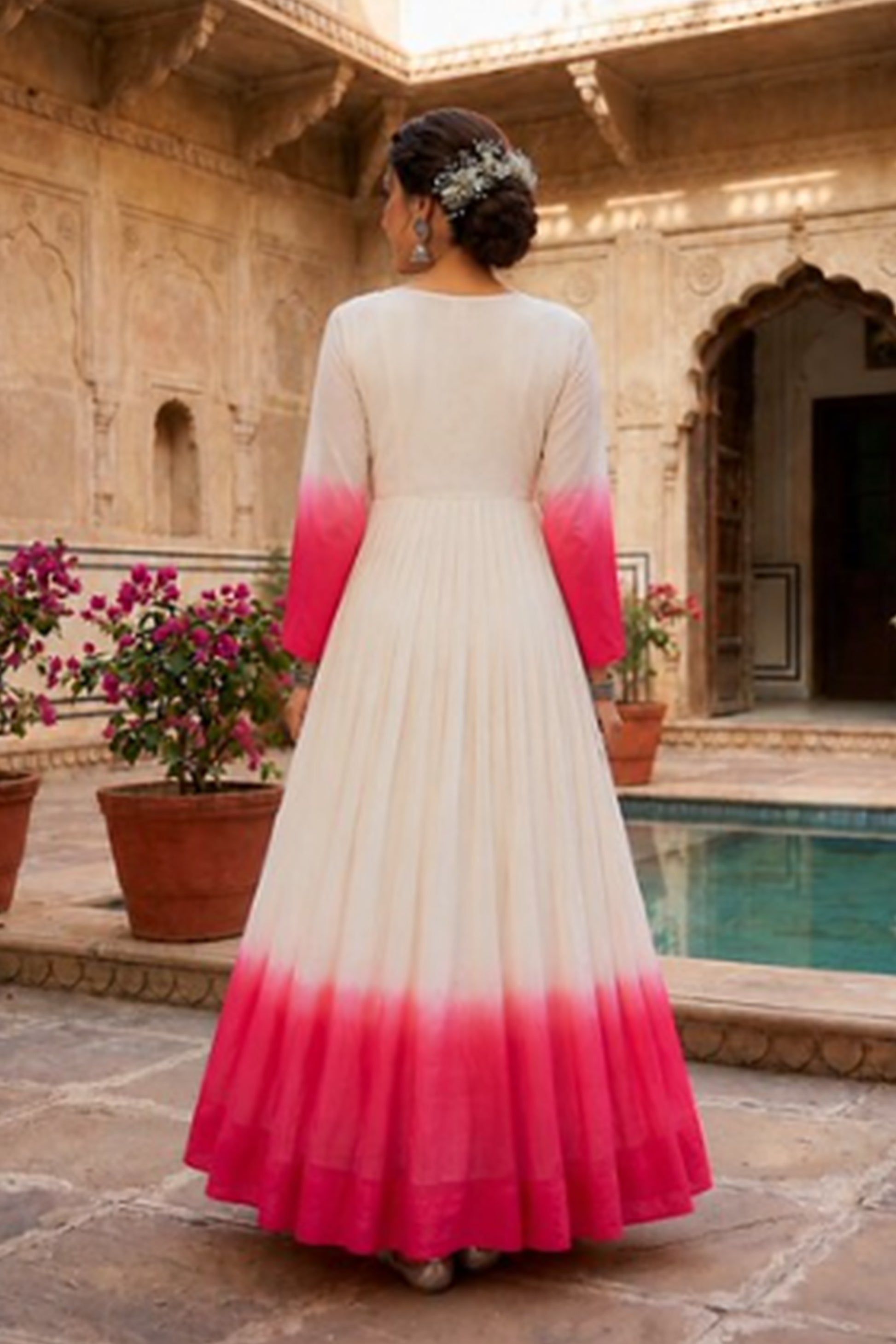 Bright Pink Traditional Indian Gown for Diwali styling