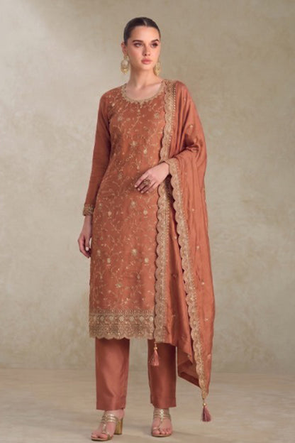 Bronze Kameez with heavy thread sequin embroidery work
