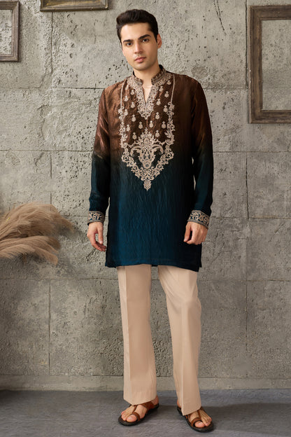Brown mens wear kurta pajama set front view