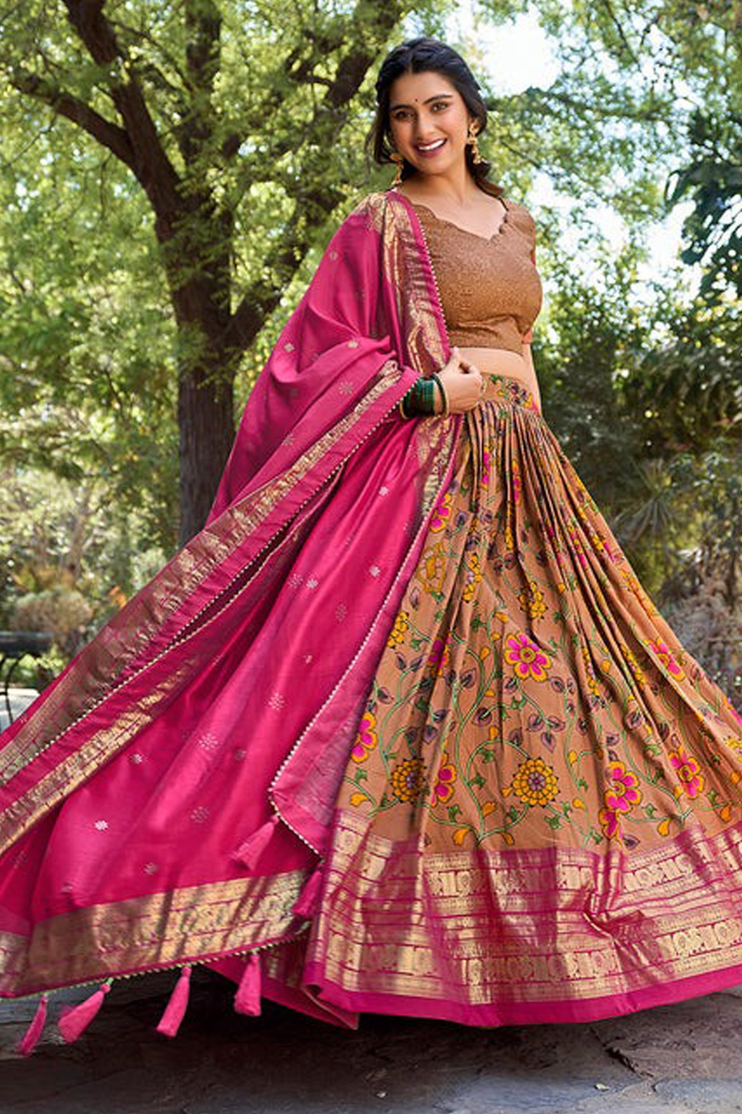 Elegant lehenga collection piece in brown shade
