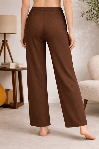 brown track pant full length straight back view