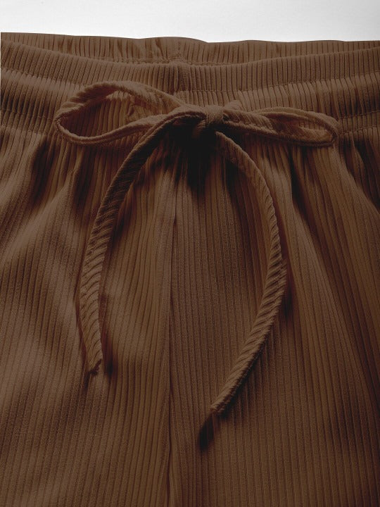 brown track pant waistband detail close-up