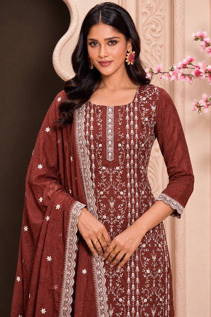 Brown Salwar Kameez styled for wedding and engagement occasion wear