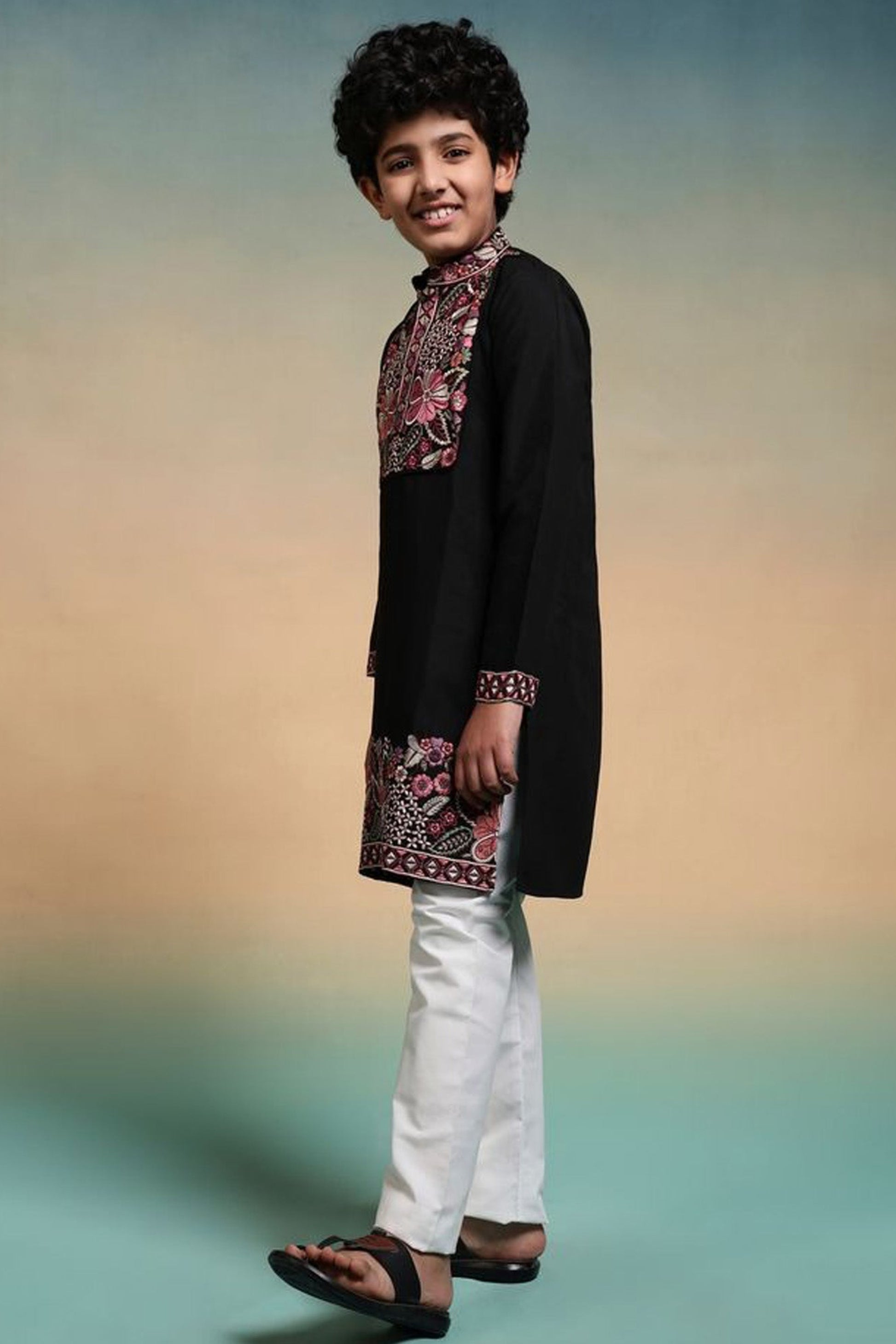 Celebration ready kurta for boys with White bottom