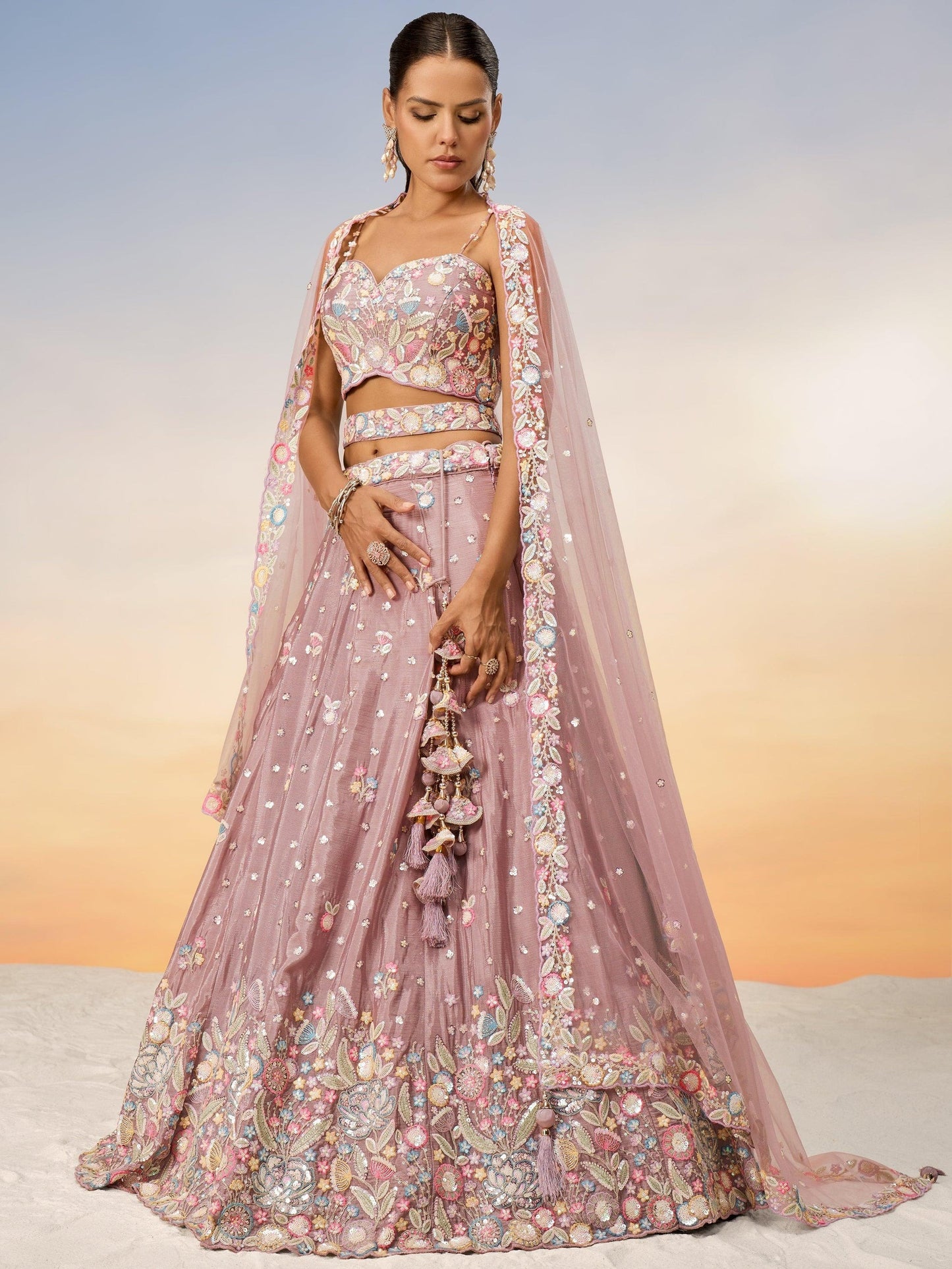 Pink choli lehenga choli blouse detailing