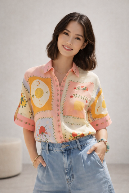 Coral shirt women styled for office wear look