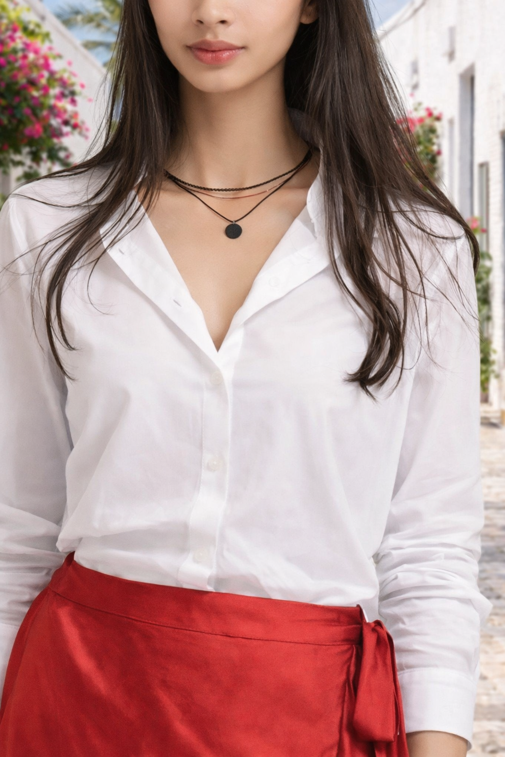 Close up of satin texture on white formal shirt