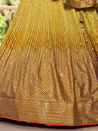 Lehenga choli hemline detail with thread embroidery