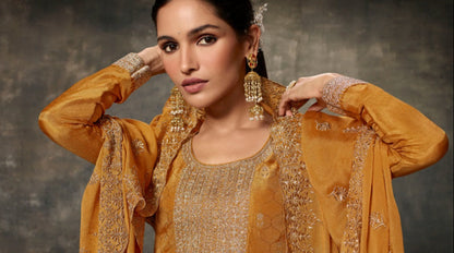 full outfit indian cloths golden yellow salwar kameez