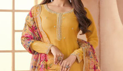 Detailed embroidery craftsmanship on festive salwar suit