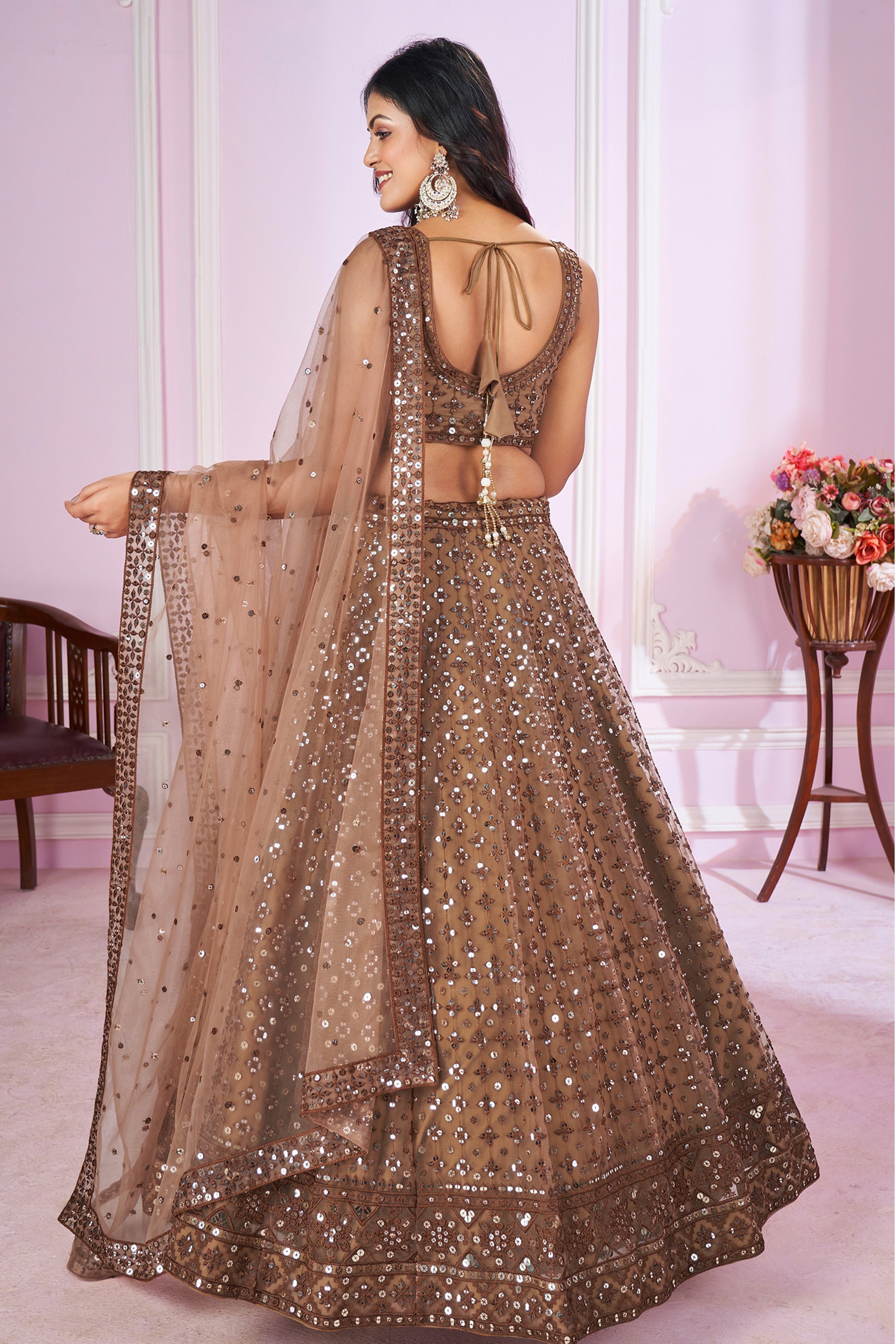 Embroidered choli blouse back design detail