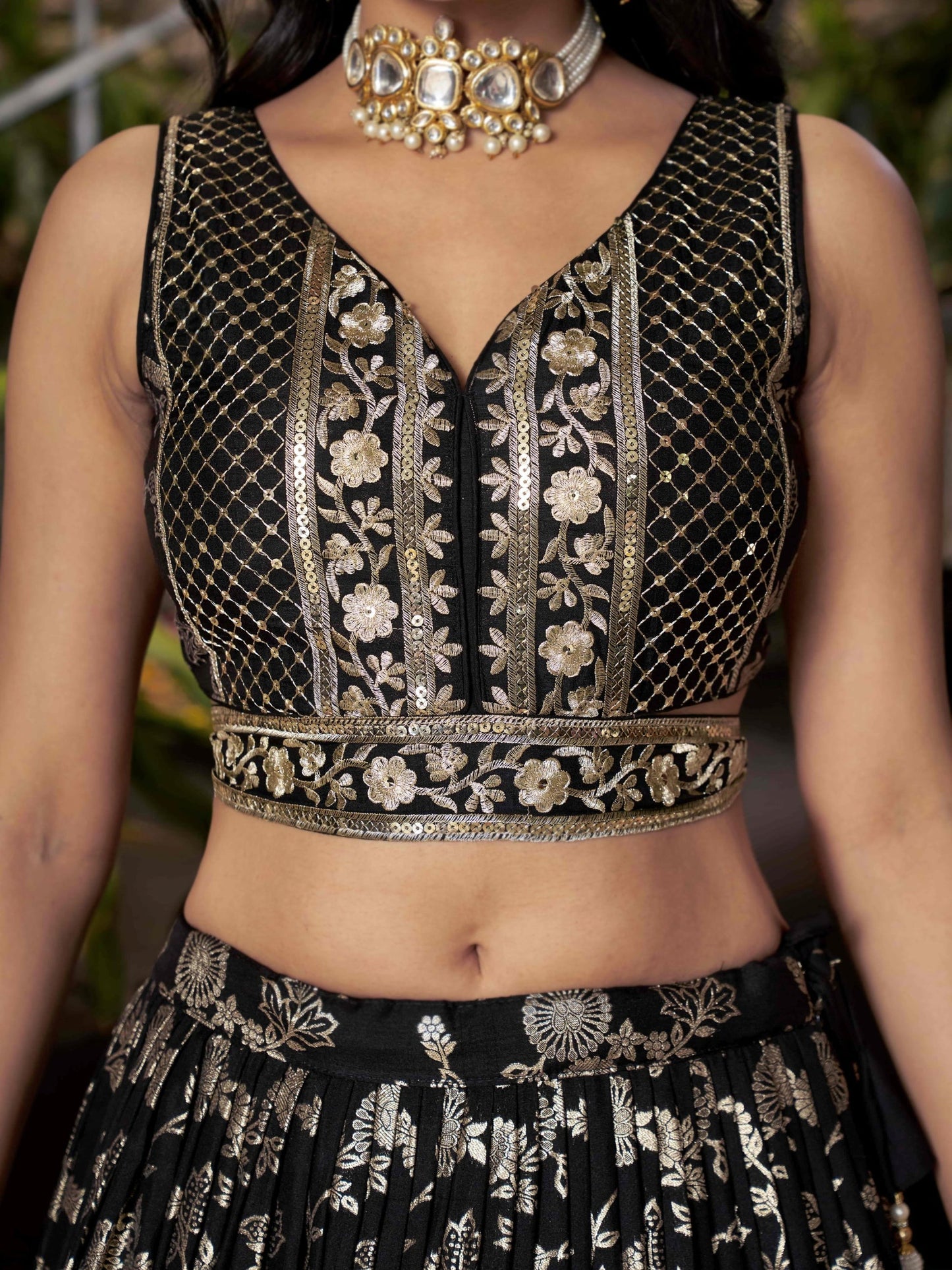 Dola Silk lehenga choli texture close-up