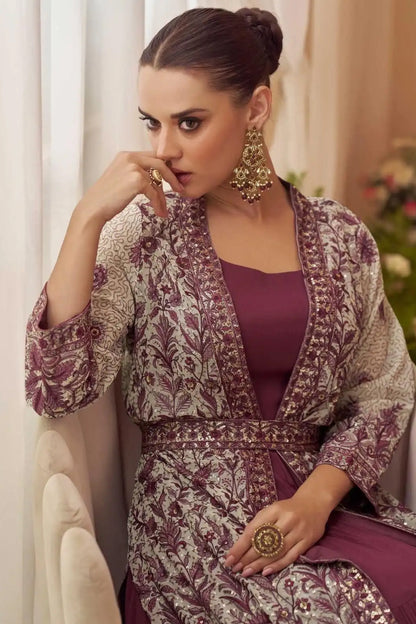 Burgundy Red Anarkali Gown For Wedding