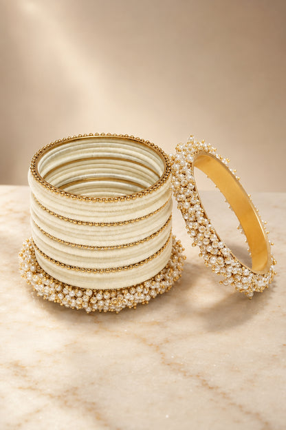 Side view showing polished gold-tone inner surfaces