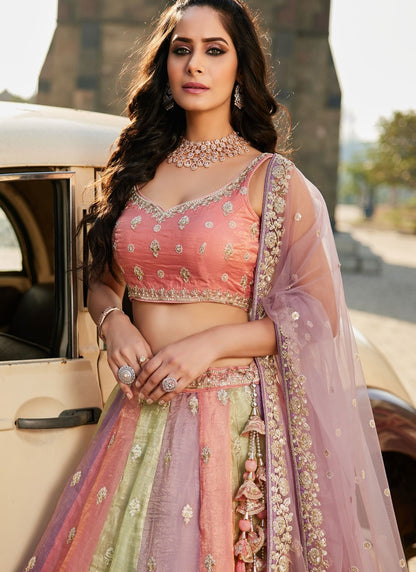 – Close up of coding and thread work on lehenga
