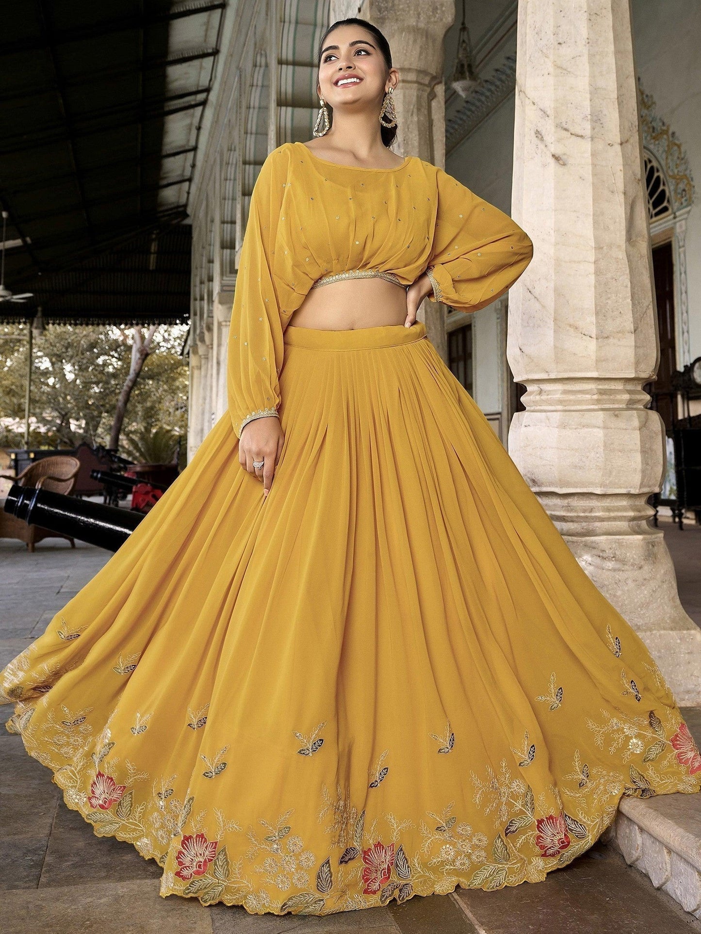 Full outfit lahenga choli with coordinated embroidered blouse