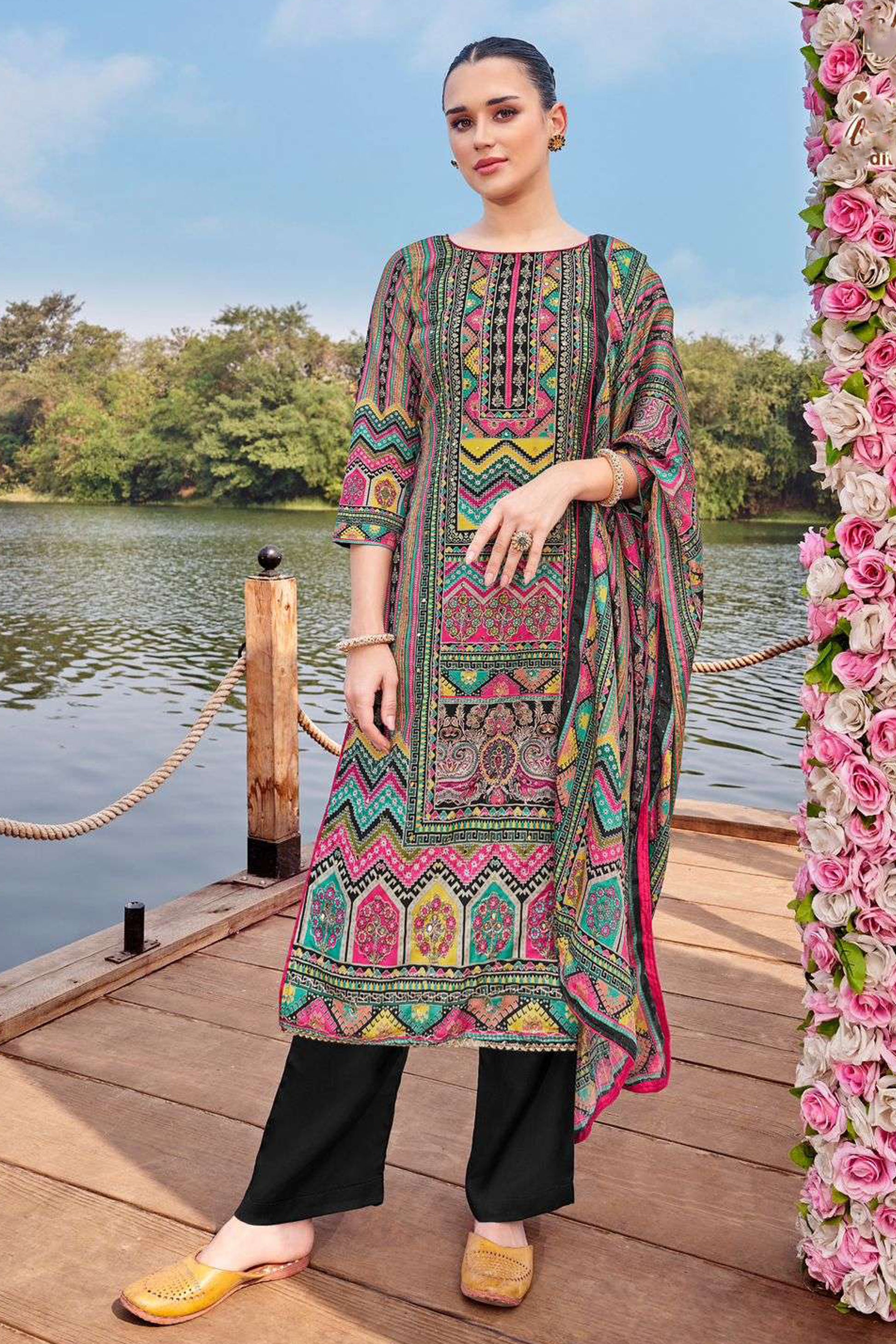cotton dress dresses black salwar kameez full front view