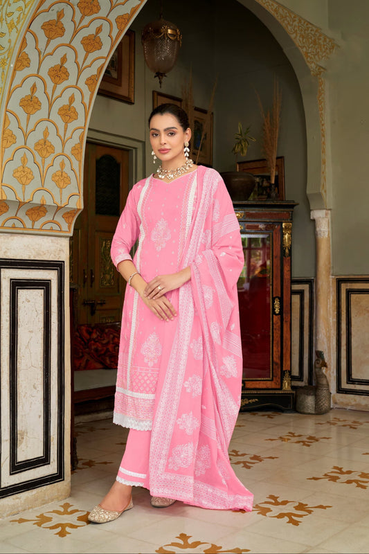 Cotton salwar with embroidered detailing front view