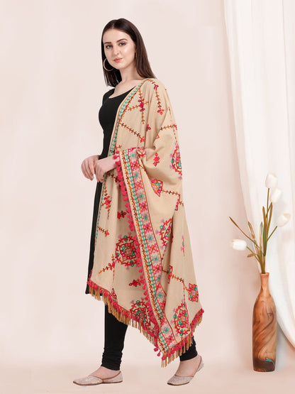 Handcrafted khadi cotton dupatta in soft cream shade