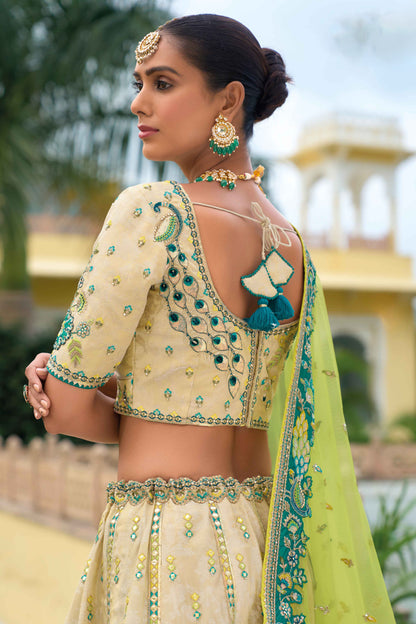 Embroidered silk lehenga choli for wedding events