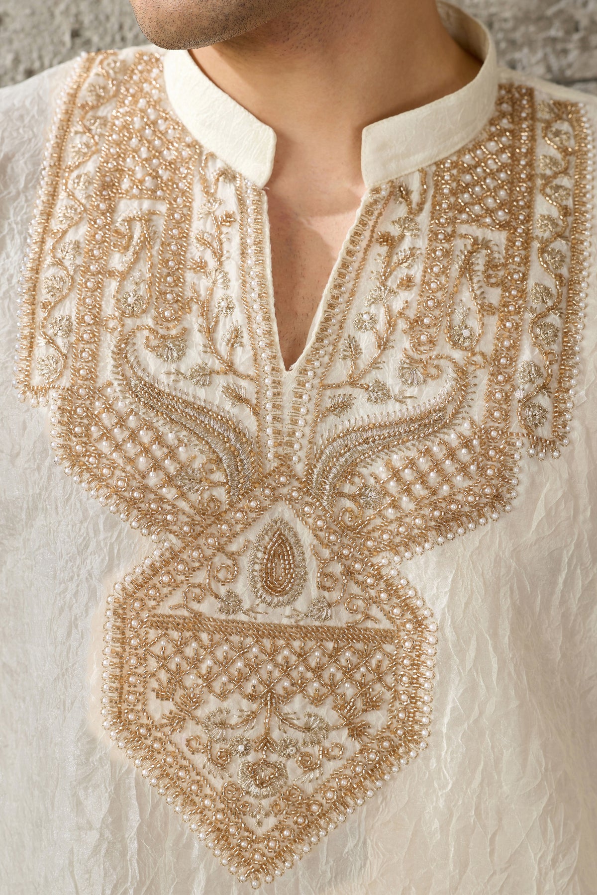 Kurta for men with threads and sequence embroidery