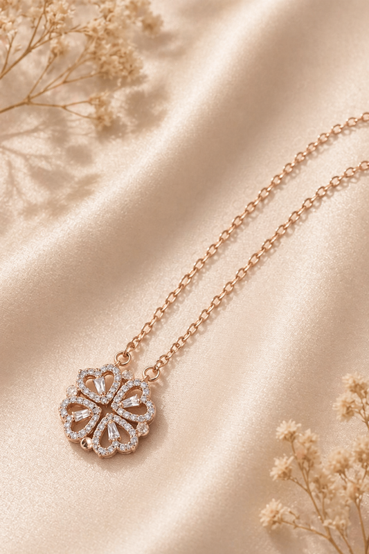 diamond look heart necklace elegant jewelry
