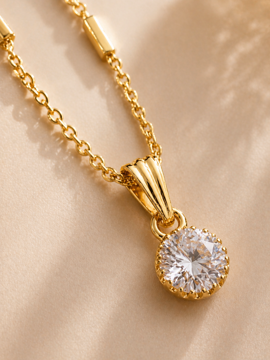 dainty gold necklace with polished finish detail