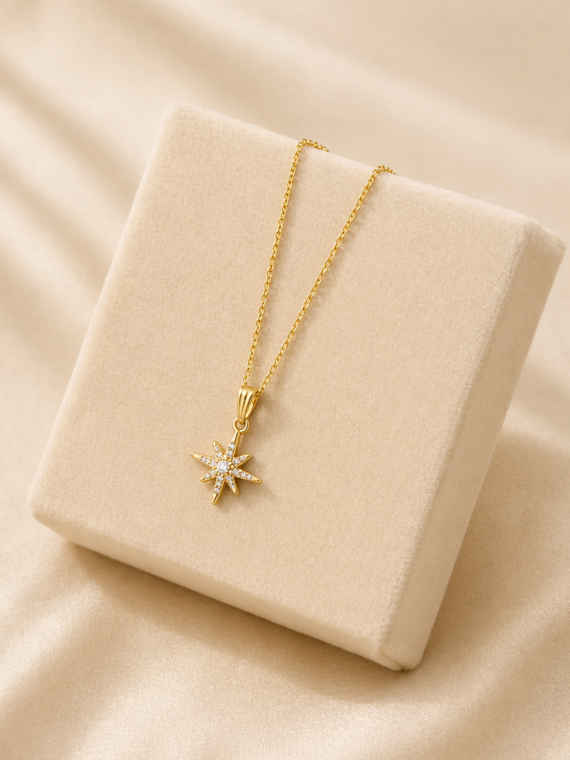 elegant gold chain necklace display