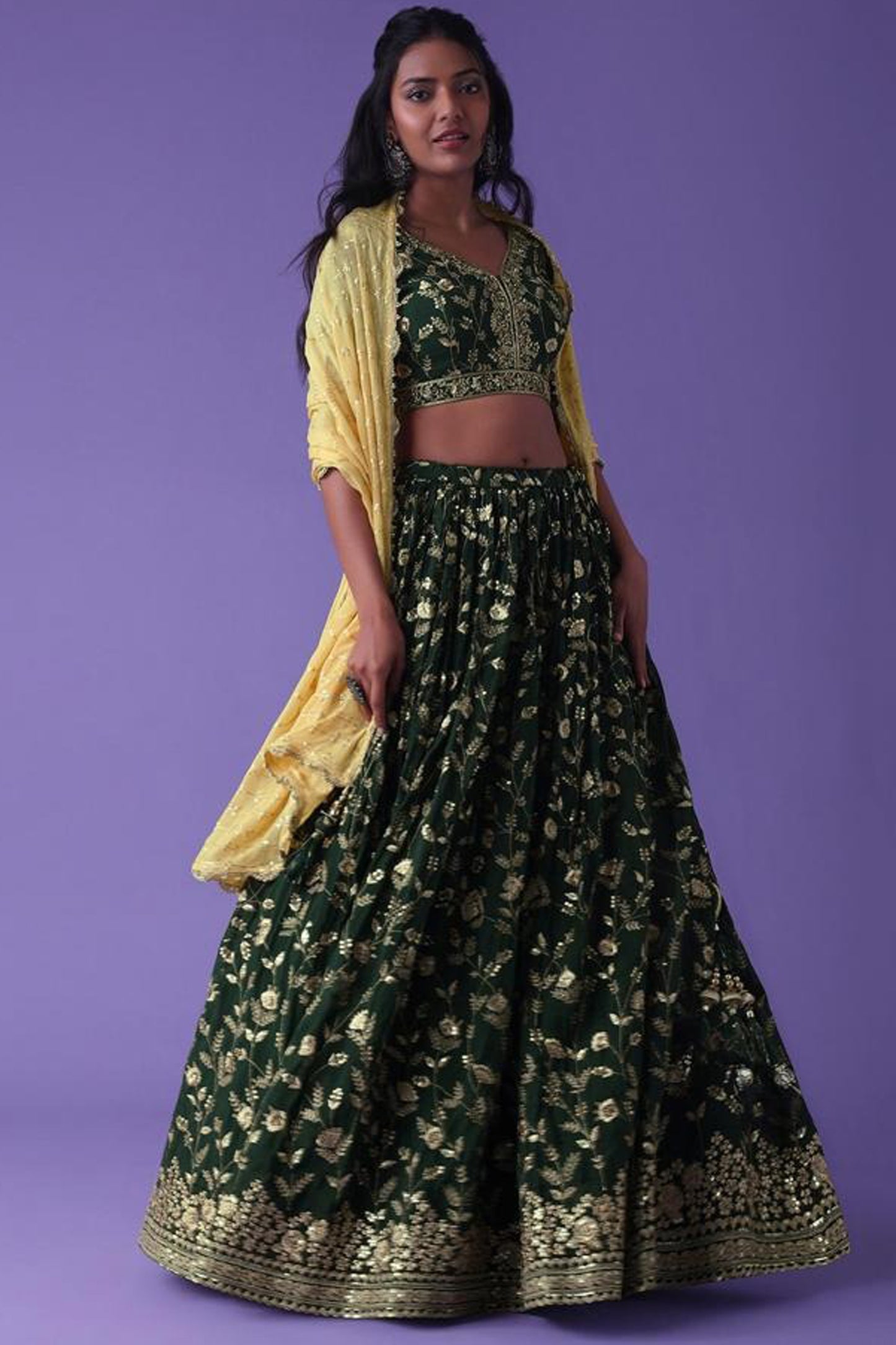 zari dori embroidery pattern on georgette fabric