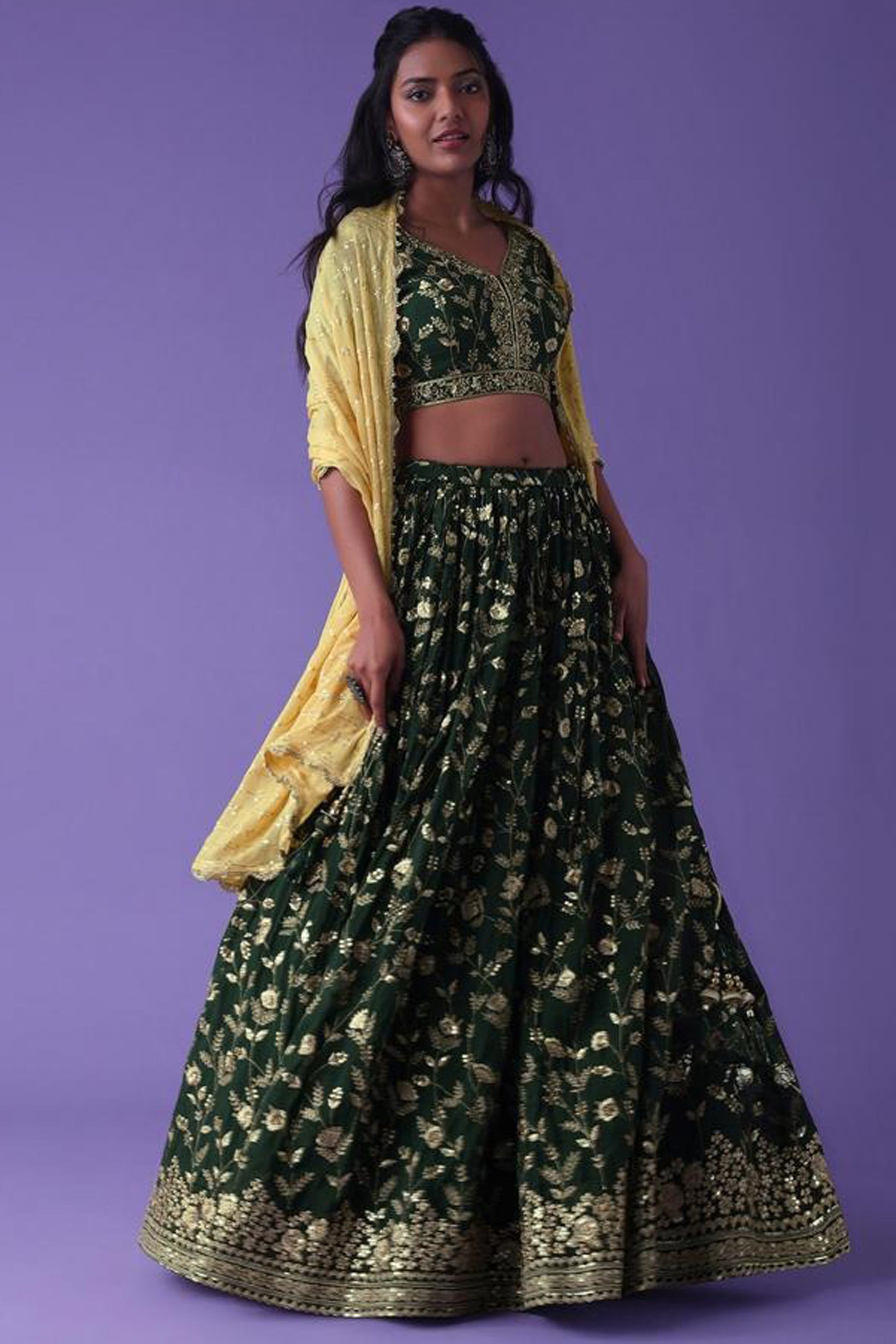 zari dori embroidery pattern on georgette fabric