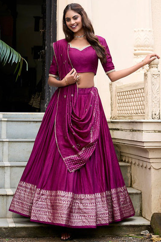 dark pink lehenga and choli designs front full view
