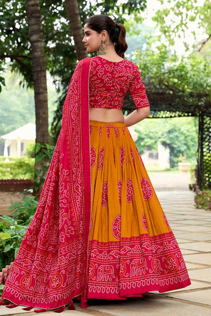 Back view of printed chaniya choli design