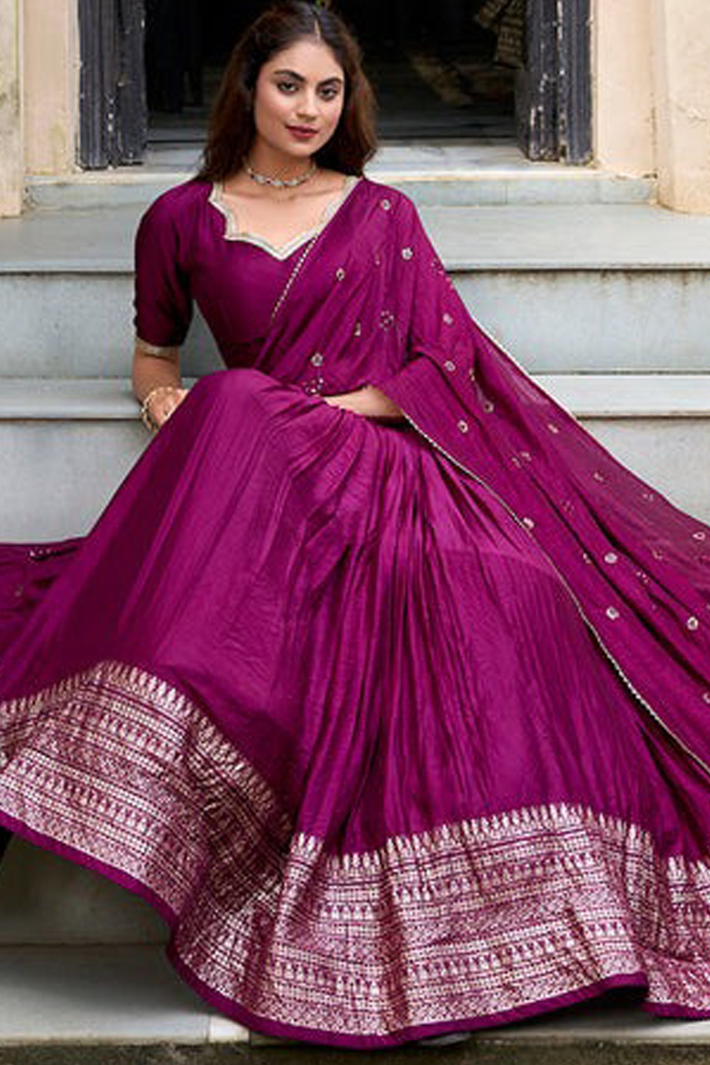 dark pink wedding lehenga choli elegant drape