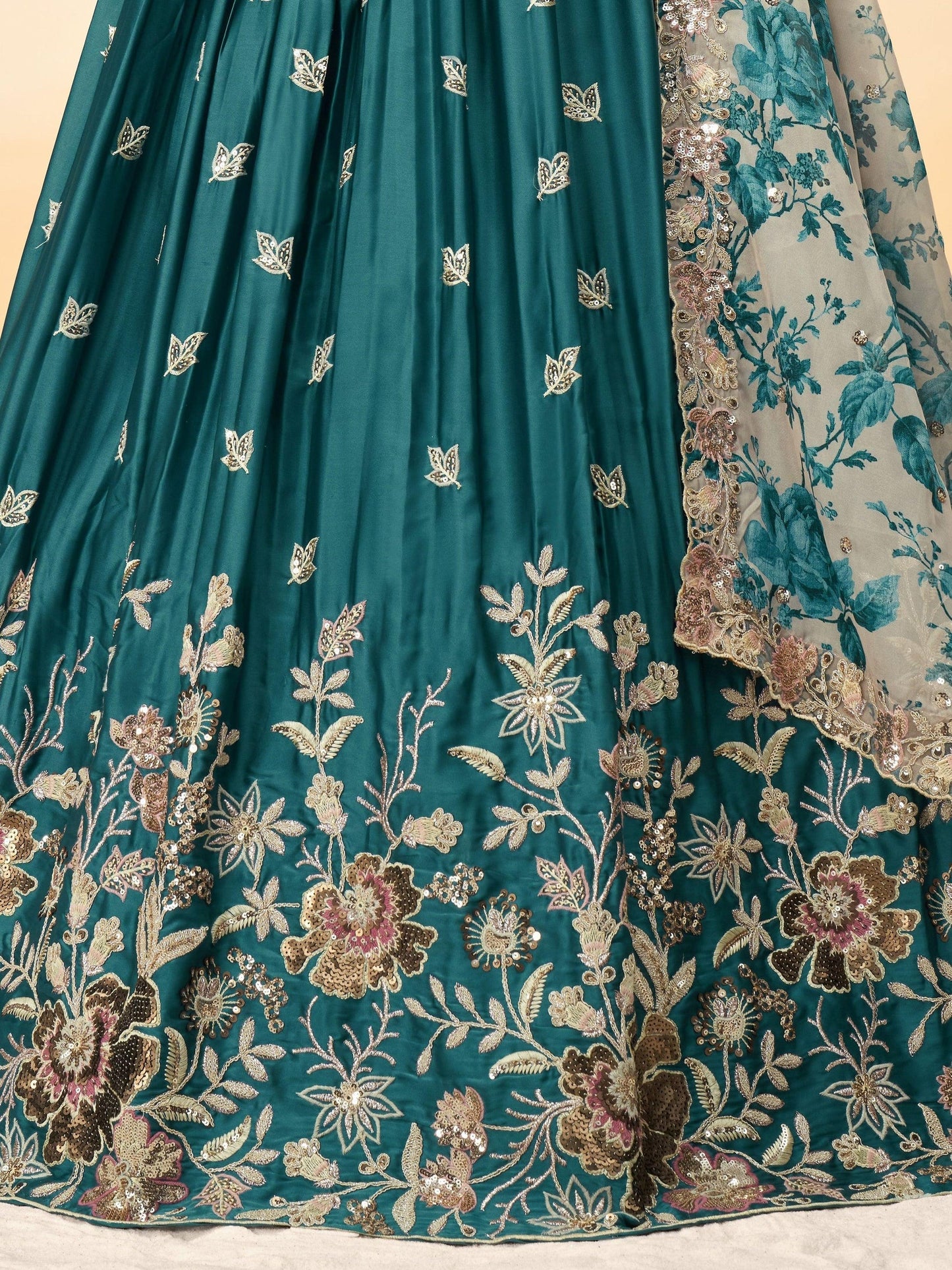 Chiffon lehenga flare and fabric movement detail