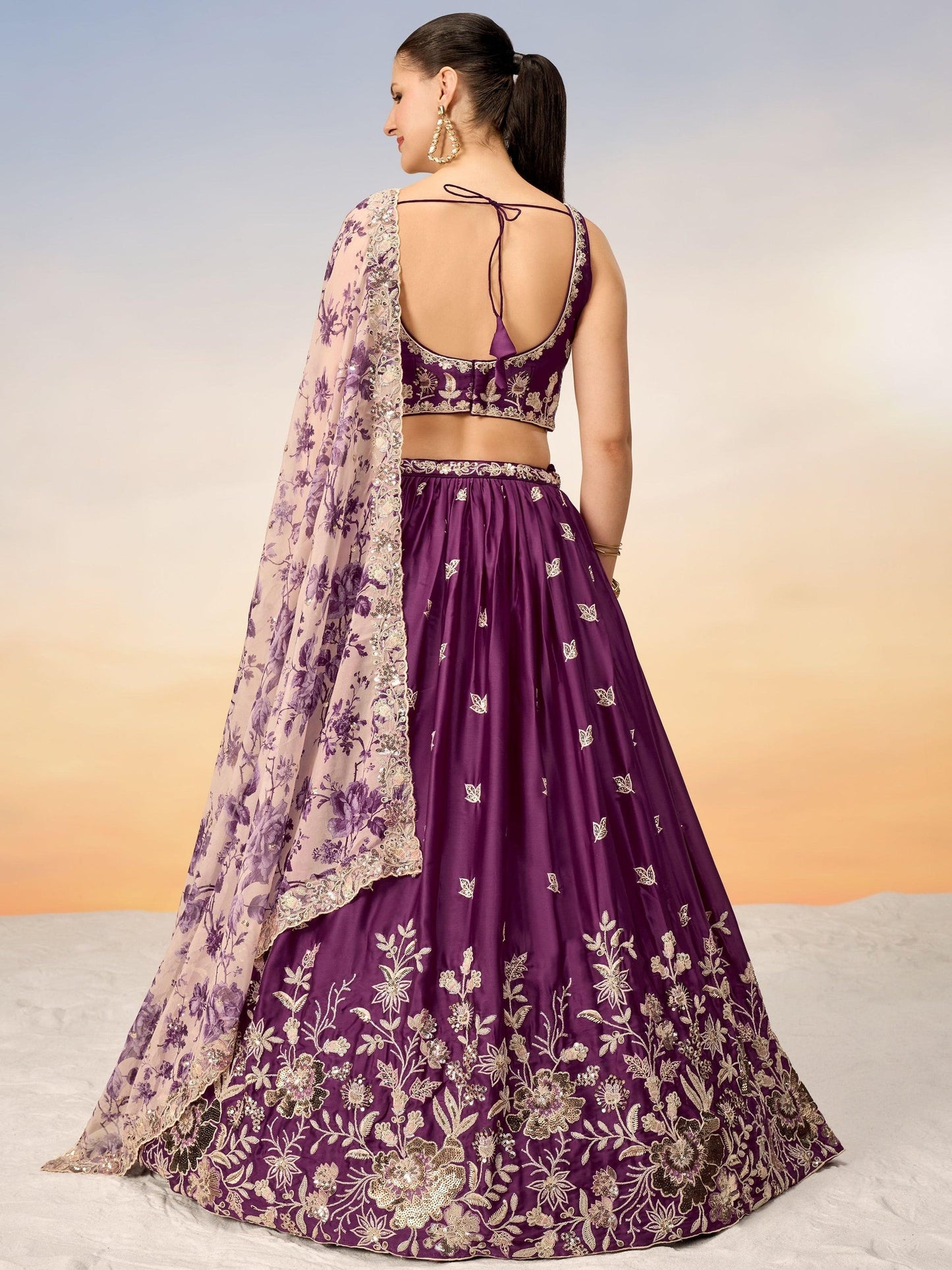Back view of choli with embroidered detailing